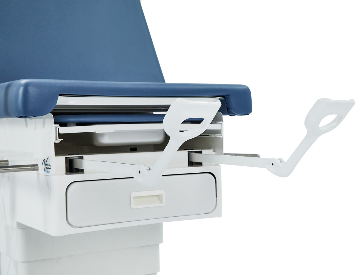 VivaComfort Pointe Power Height Adjustable Pelvic Tilt Exam Table with Stirrups, Storage, and Paper Dispenser, 396 lb Ca