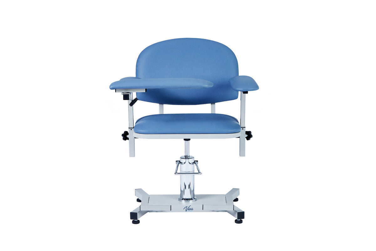 VivaComfort Manual Height Adjustable Blood Draw Phlebotomy Chair, 485 lb Capacity, Blue