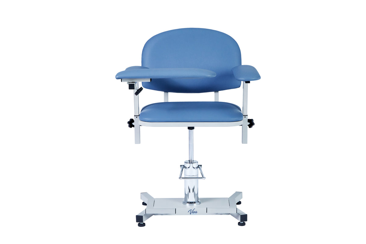 VivaComfort Manual Height Adjustable Blood Draw Phlebotomy Chair, 485 lb Capacity, Blue
