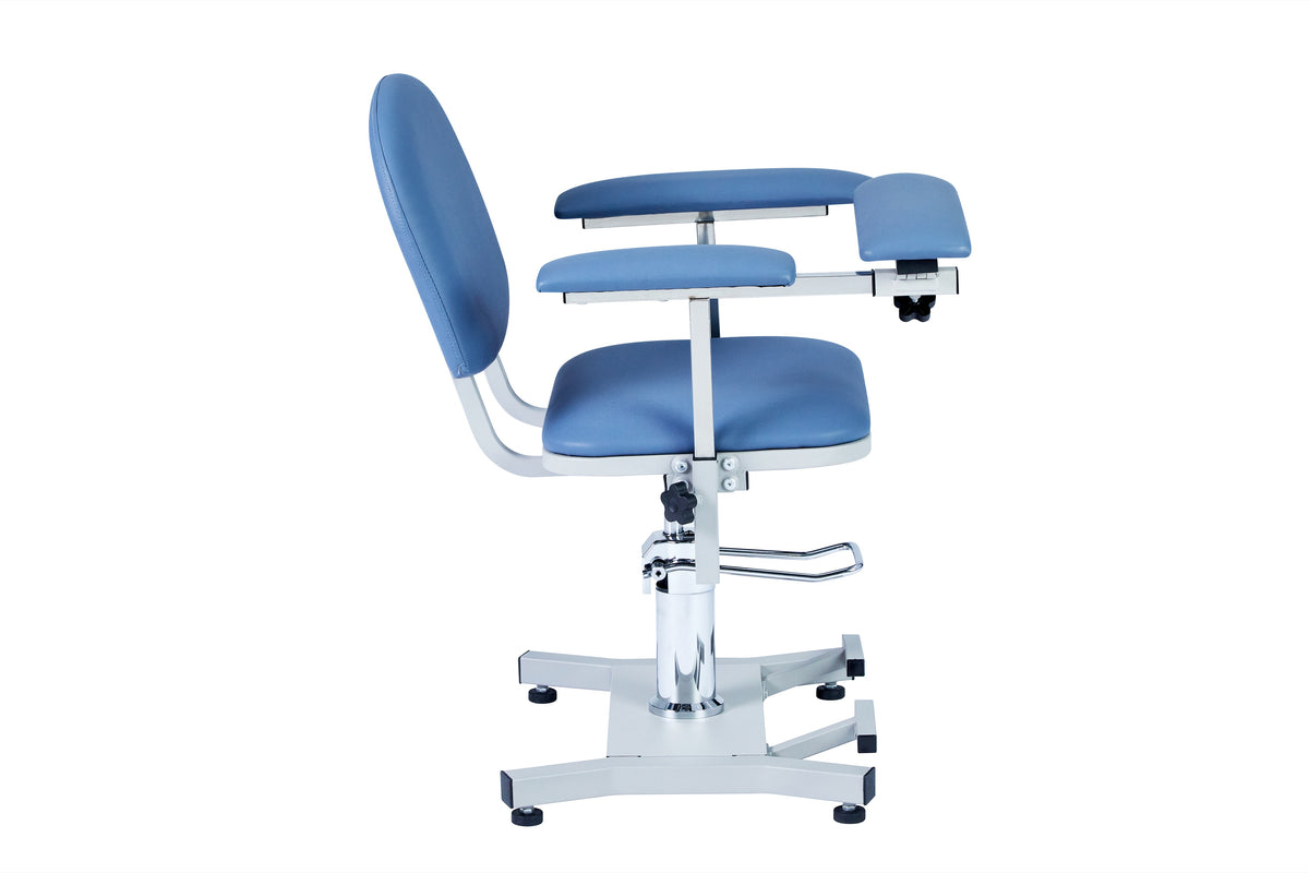 VivaComfort Manual Height Adjustable Blood Draw Phlebotomy Chair, 485 lb Capacity, Blue