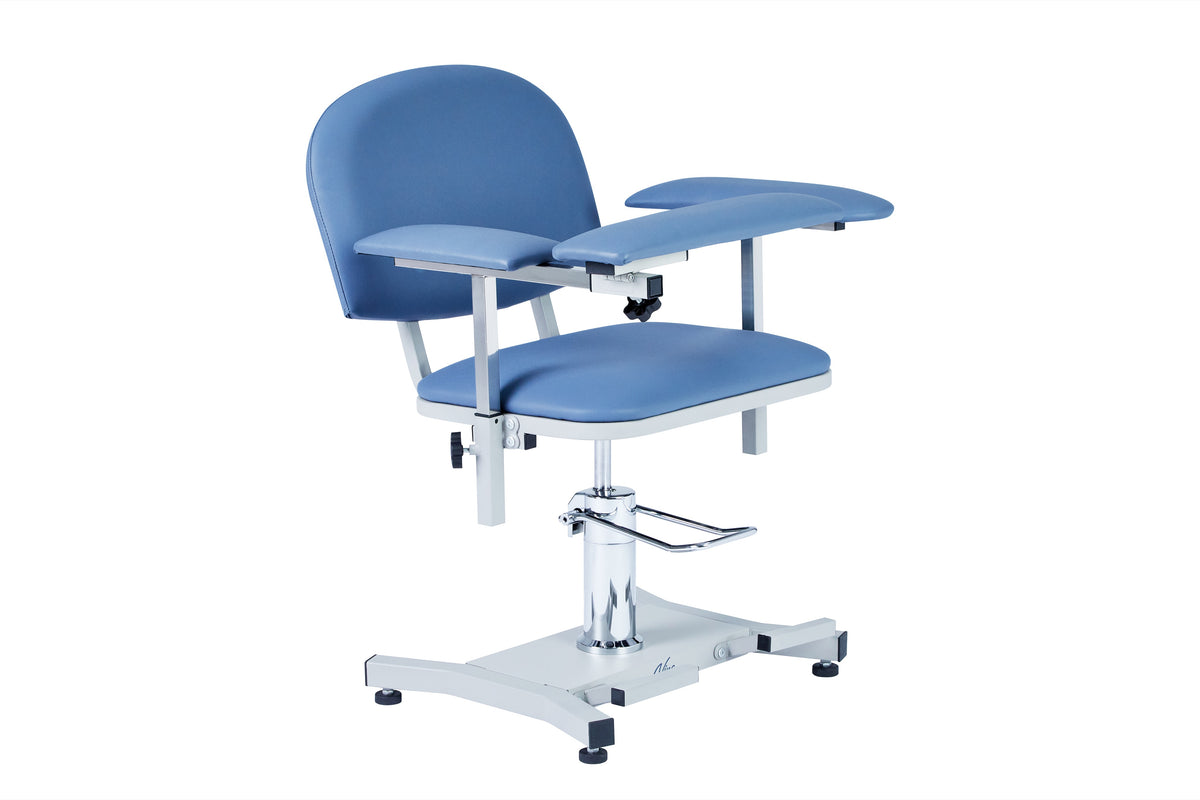 VivaComfort Manual Height Adjustable Blood Draw Phlebotomy Chair, 485 lb Capacity, Blue
