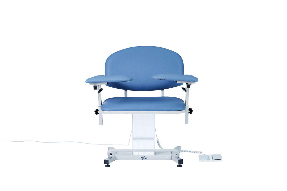 VivaComfort Electric Height Adjustable Blood Draw Phlebotomy Chair, 590 lb Capacity, Blue