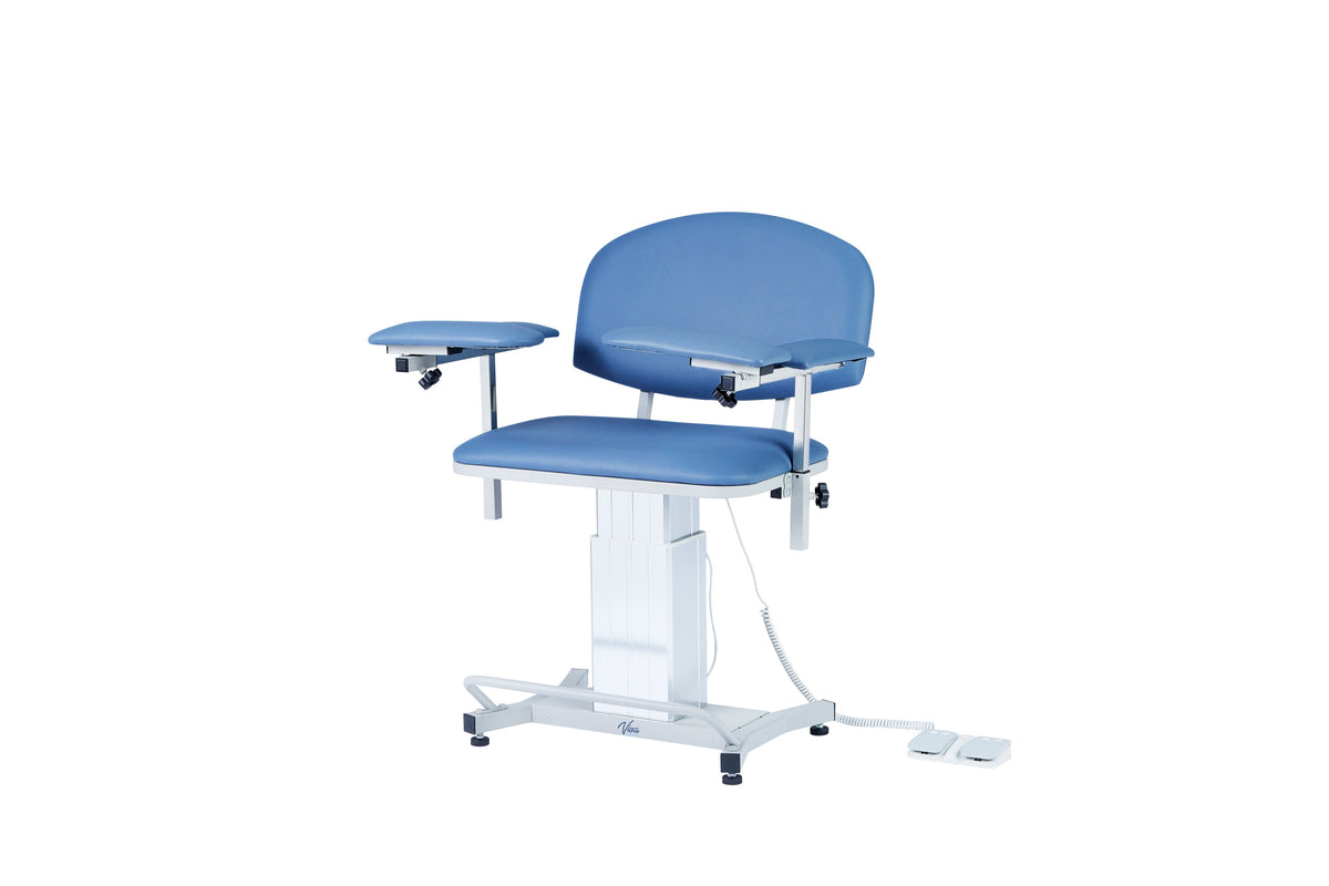 VivaComfort Electric Height Adjustable Blood Draw Phlebotomy Chair, 590 lb Capacity, Blue