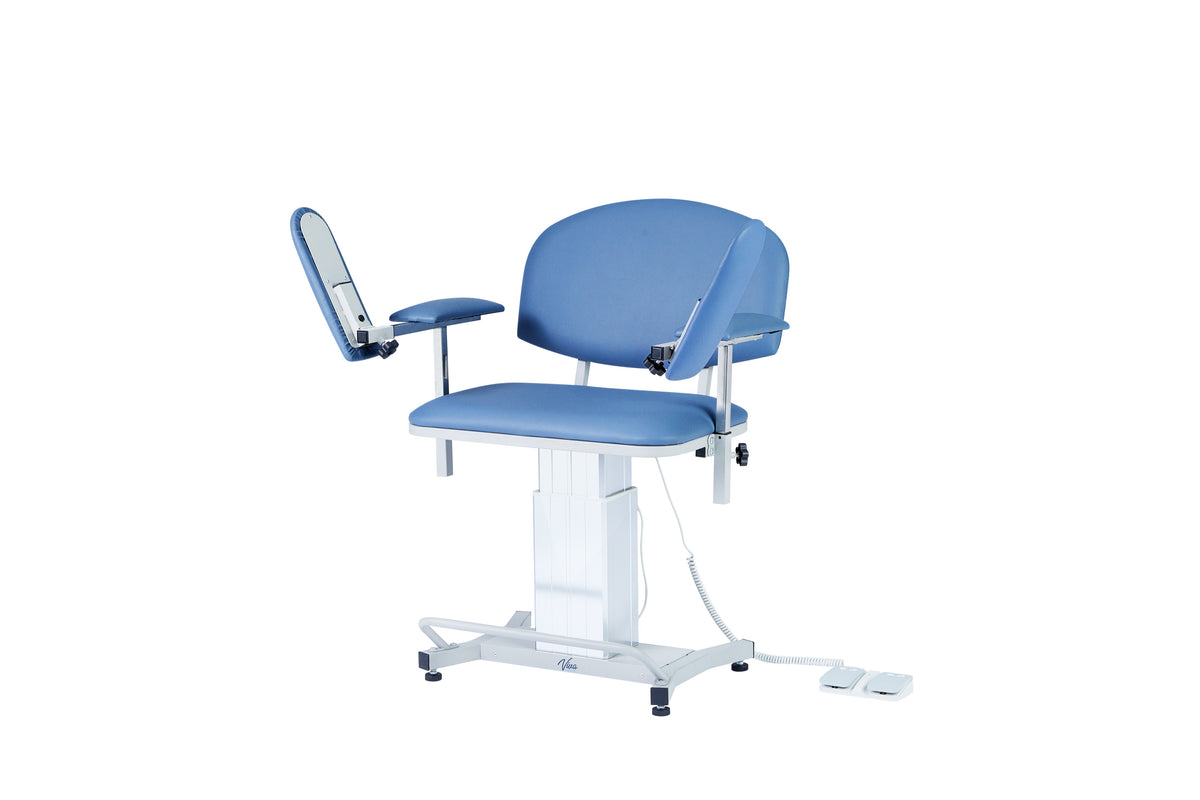 VivaComfort Electric Height Adjustable Blood Draw Phlebotomy Chair, 590 lb Capacity, Blue