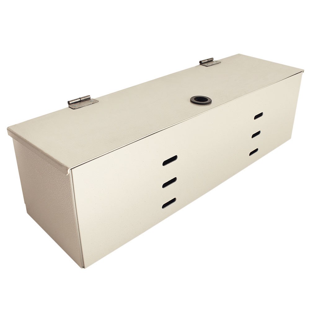 2 Section Cup/Straw Holder, with lid. Dims: 5.5" H x 19.5" W x 5" D