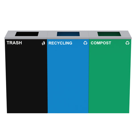 Alpine Industries 87 Gal. 3-Stream Black Steel Square Open Top
