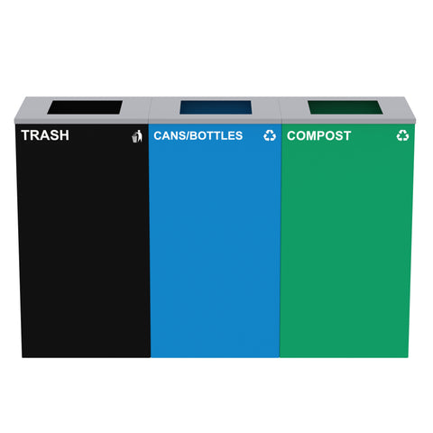 Alpine Industries 87 Gal. 3-Stream Black Steel Square Open Top