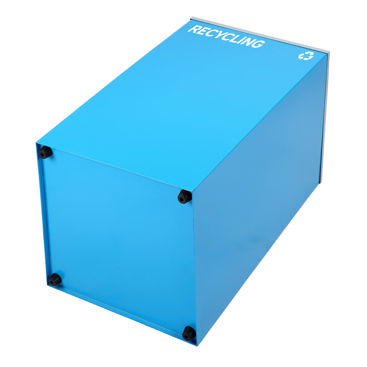 Alpine Industries 87 Gal. 3-Stream Steel Blue Green Recycling Bin