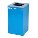 Alpine Industries 87 Gal. 3-Stream Steel Blue Green Recycling Bin