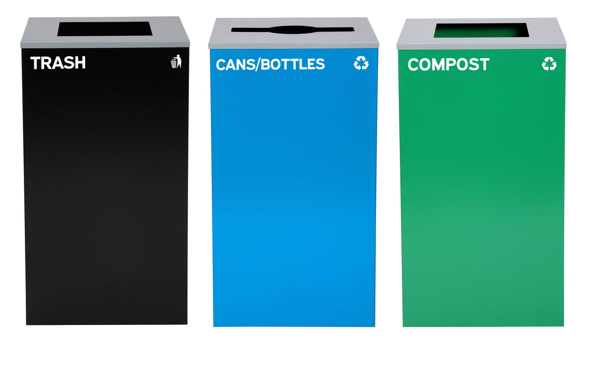 Alpine Industries 87 Gal. 3-Stream Steel Blue Cans & Bottles, Green