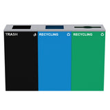 Alpine Industries 87 Gal. 3-Stream Steel Blue Recycling, Green