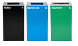 Alpine Industries 87 Gal. 3-Stream Steel Blue Recycling, Green