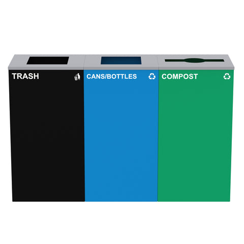 Alpine Industries 87 Gal. 3-Stream Steel Blue Cans & Bottles, Green