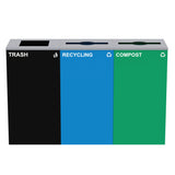 Alpine Industries 87 Gal. 3-Stream Steel Blue Recycling, Green