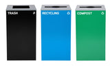 Alpine Industries 87 Gal. 3-Stream Steel Blue Recycling, Green