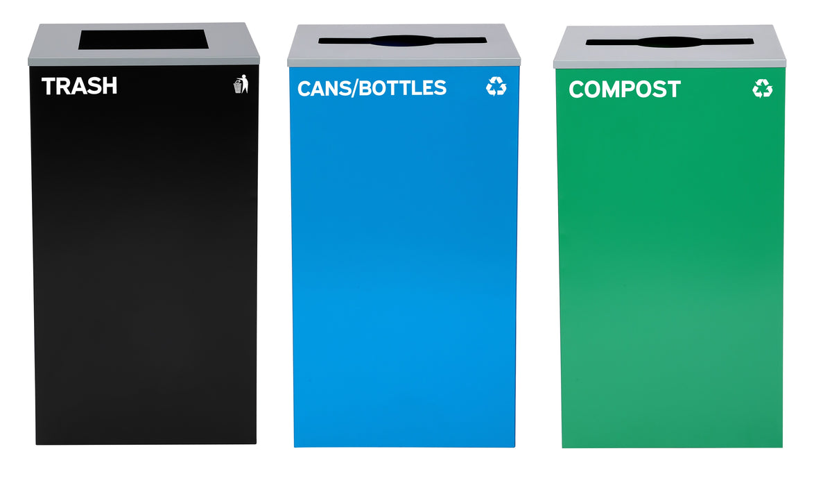 Alpine Industries 87 Gal. 3-Stream Steel Blue Cans & Bottles, Green