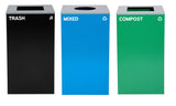 Alpine 87 Gal 3-Stream Bin, Blue Mixed & Green Compost (ALP4450-BLK-KIT33)