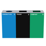 Alpine Industries 87 Gal. 3-Stream Steel Blue Cans & Bottles, Green