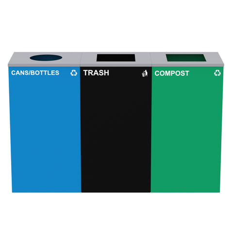Alpine Industries 87 Gal. 3-Stream Steel Blue Cans & Bottles, Green