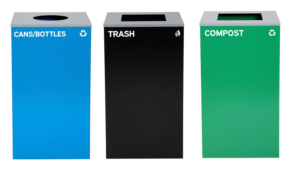 Alpine Industries 87 Gal. 3-Stream Steel Blue Cans & Bottles, Green