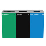 Alpine Industries 87 Gal. 3-Stream Steel Blue Recycling, Green