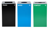 Alpine 87 Gal 3-Stream Bin, Blue Mixed & Green Compost (ALP4450-BLK-KIT37)