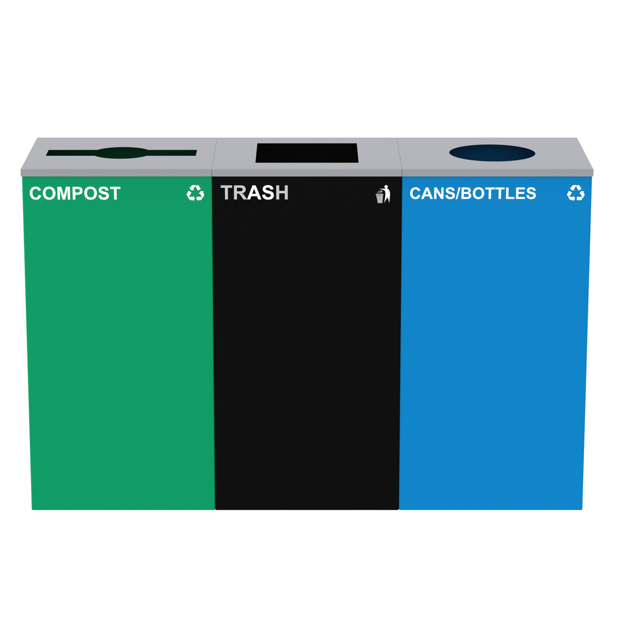 Alpine Industries 87 Gal. 3-Stream Steel Blue Cans & Bottles, Green