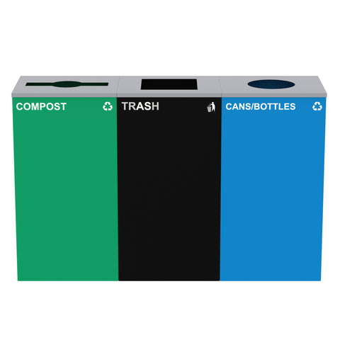 Alpine Industries 87 Gal. 3-Stream Steel Blue Cans & Bottles, Green