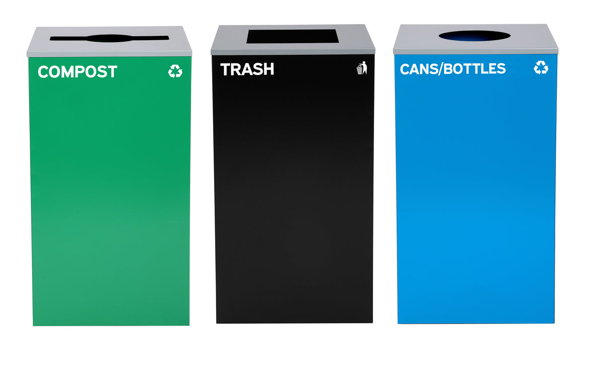 Alpine Industries 87 Gal. 3-Stream Steel Blue Cans & Bottles, Green