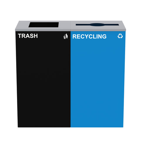 Alpine Industries 58-Gallon 2-Stream Black Steel-Blue Recycling Bin