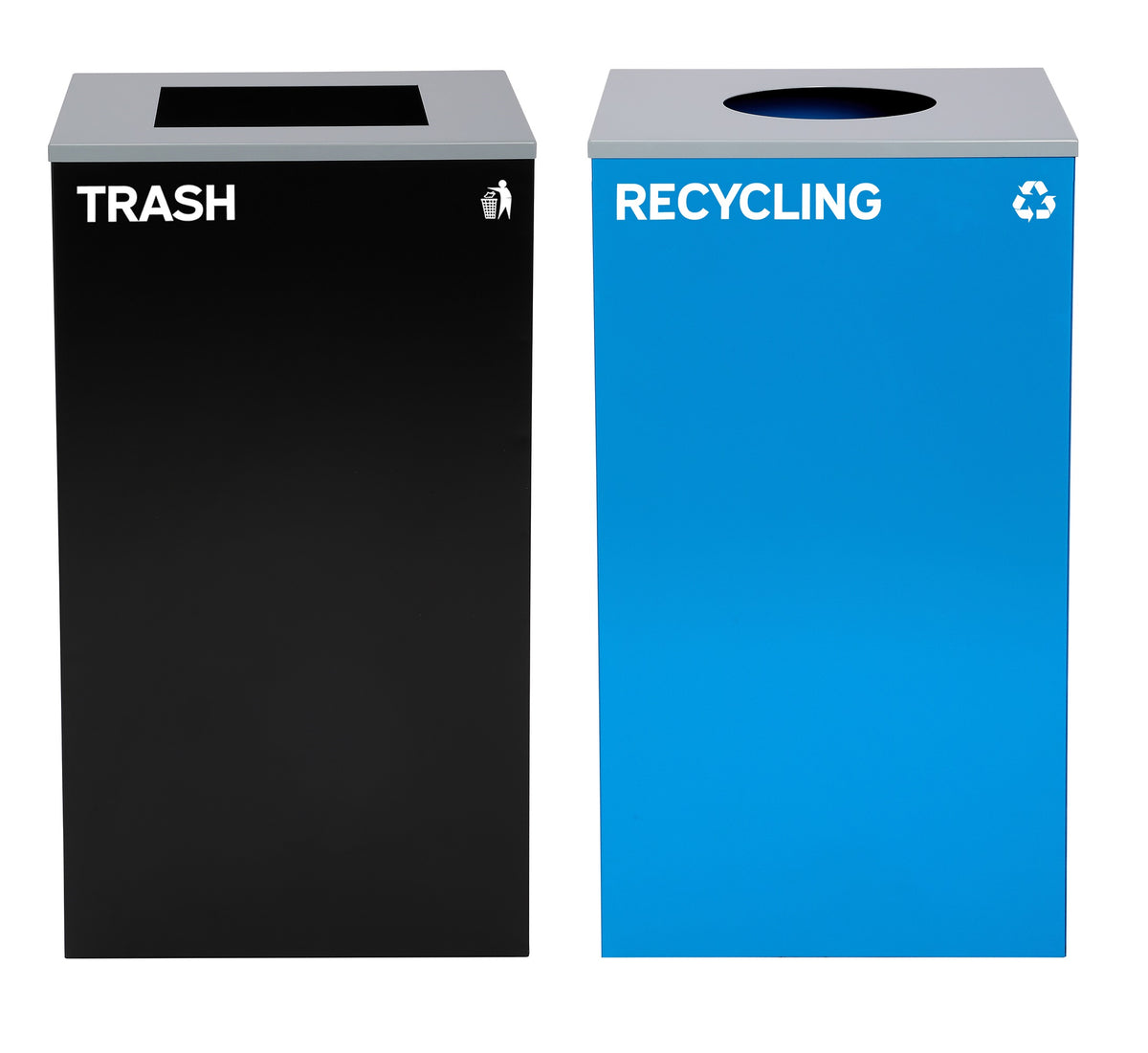 Alpine Industries 58-Gallon 2-Stream Black Steel-Blue Recycling Bin