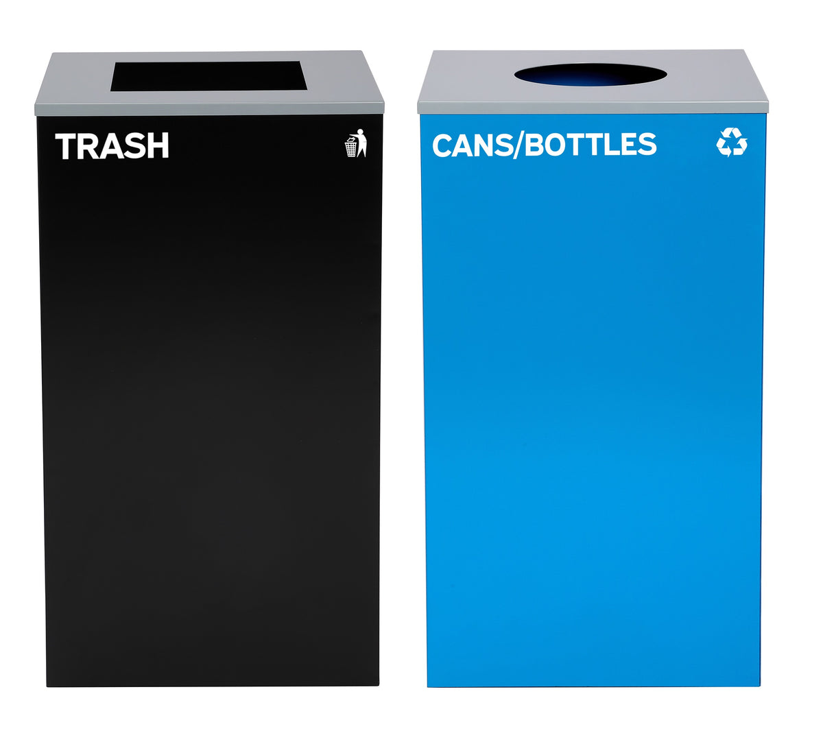 Alpine Industries 58-Gallon 2-Stream Black Steel-Blue Recycling Bin