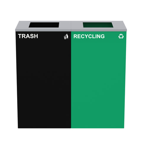 Alpine Industries 58-Gallon 2-Stream Black Steel-Green Recycling