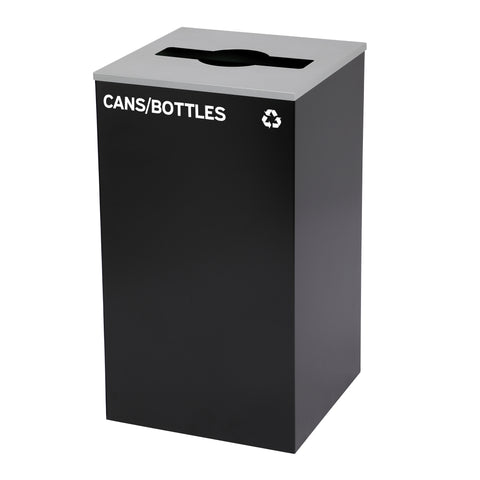 Alpine 29-Gal Square Recycling Bin, Black Can, Mixed Opening Lid (BLK-M-CB)
