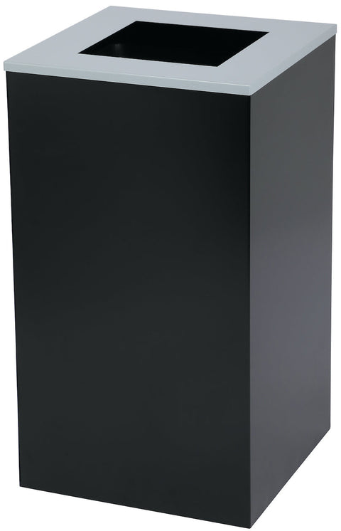 Square Recycling Bin – 29 Gallons - Black Can, Square Opening Lid