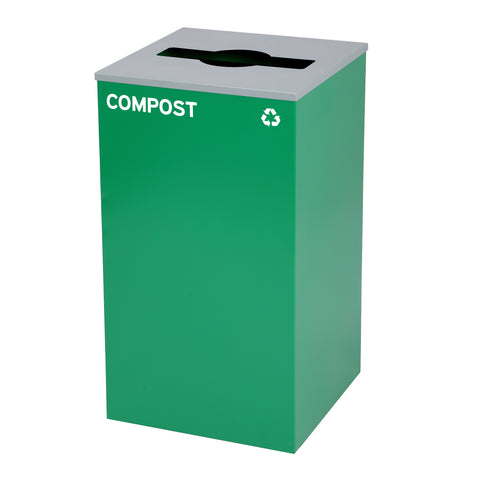 Alpine 29-Gal Square Recycling Bin, Green Can, Mixed Opening Lid (GRN-M-COM)