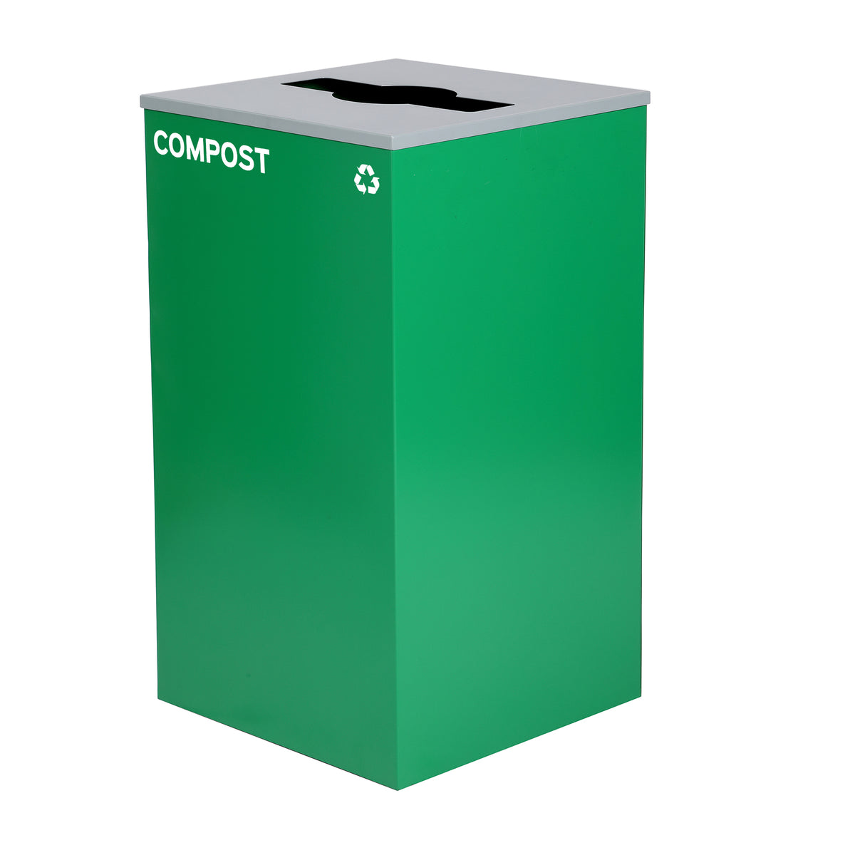 Alpine 29-Gal Square Recycling Bin, Green Can, Mixed Opening Lid (GRN-M-COM)