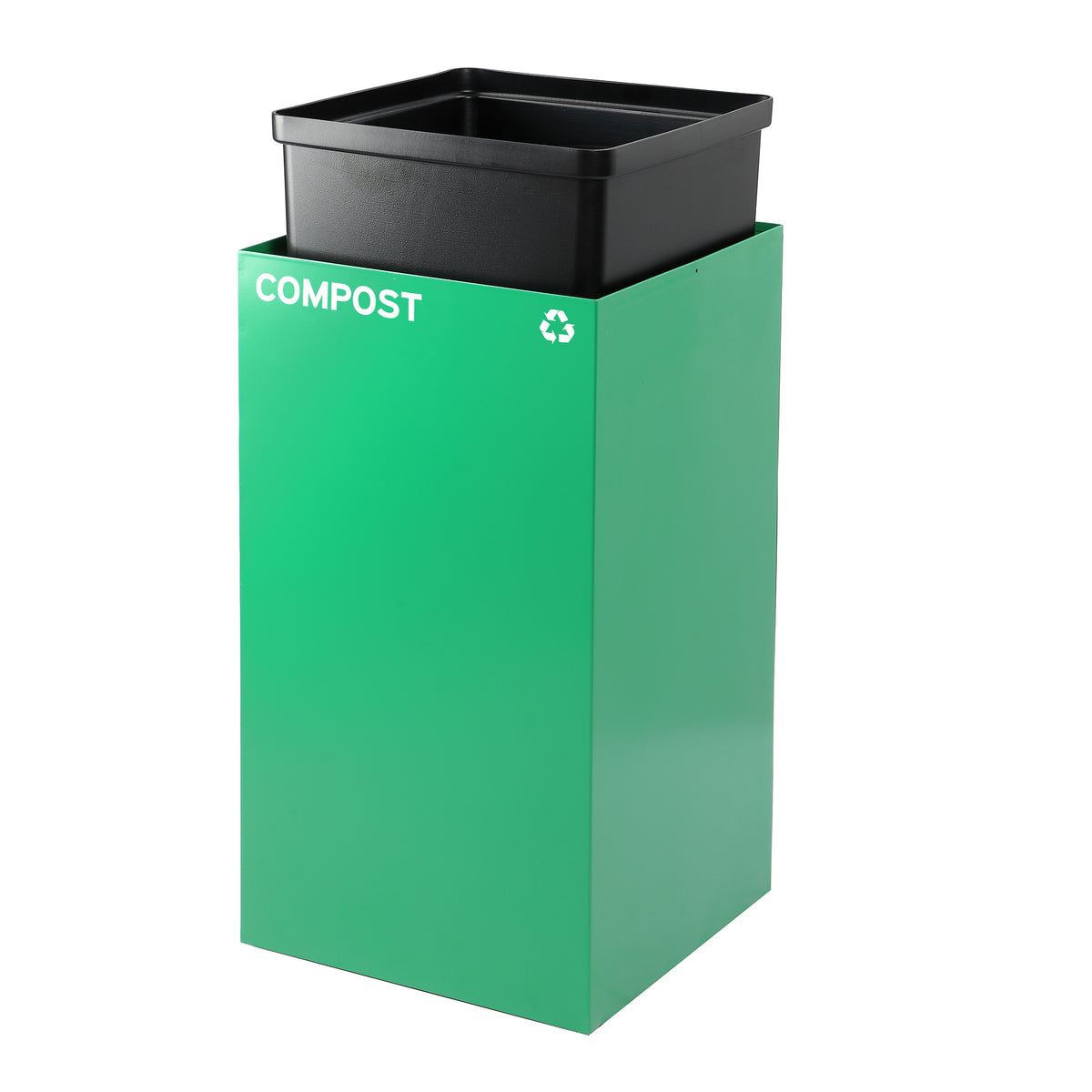 Alpine 29-Gal Square Recycling Bin, Green Can, Mixed Opening Lid (GRN-M-COM)