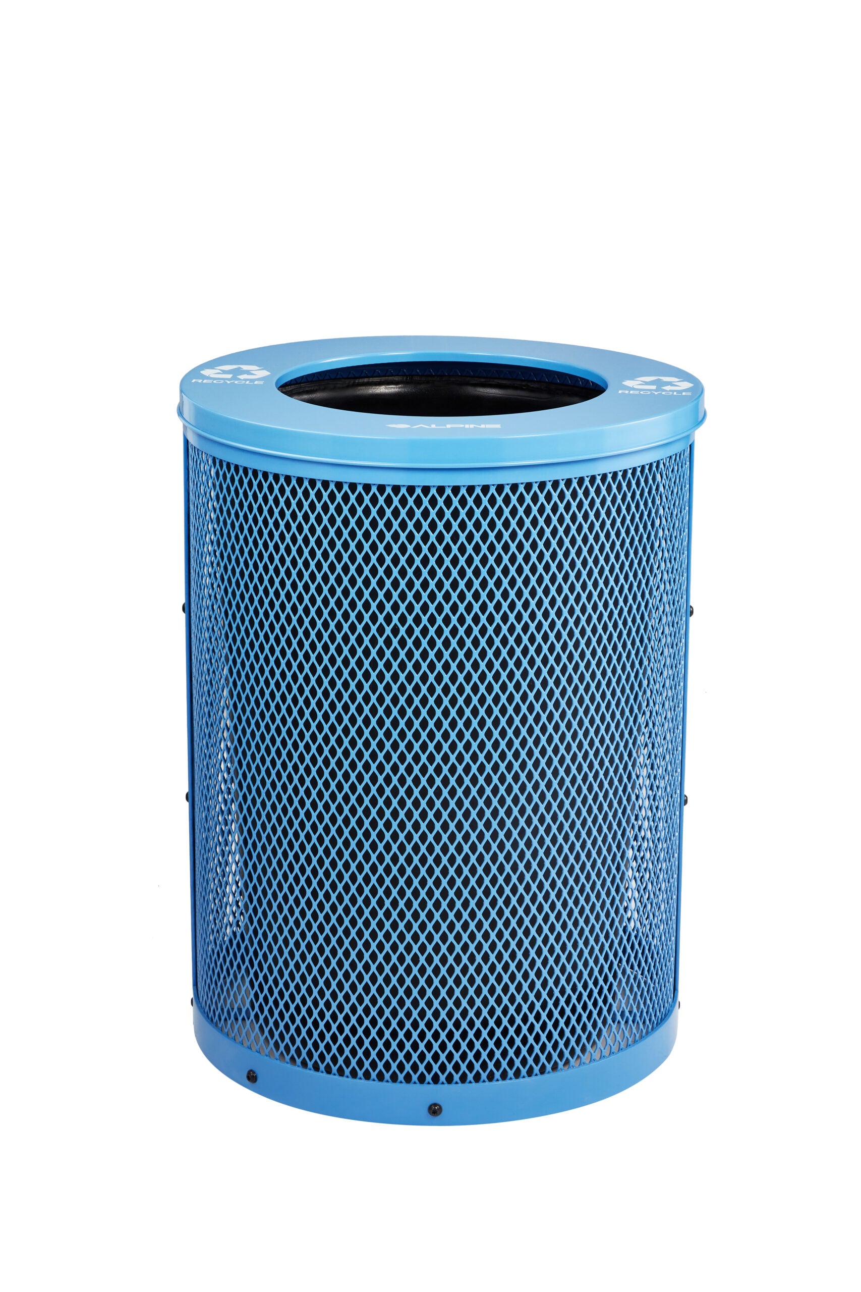 Alpine Industries Outdoor Diamond Steel Trash Can With Flat Lid, 36