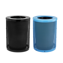 Black Round Diamond Steel Trash Can with Black Flat Lid and Blue Diamond Steel Trash Can with Blue Flat Lid and 2 Liners