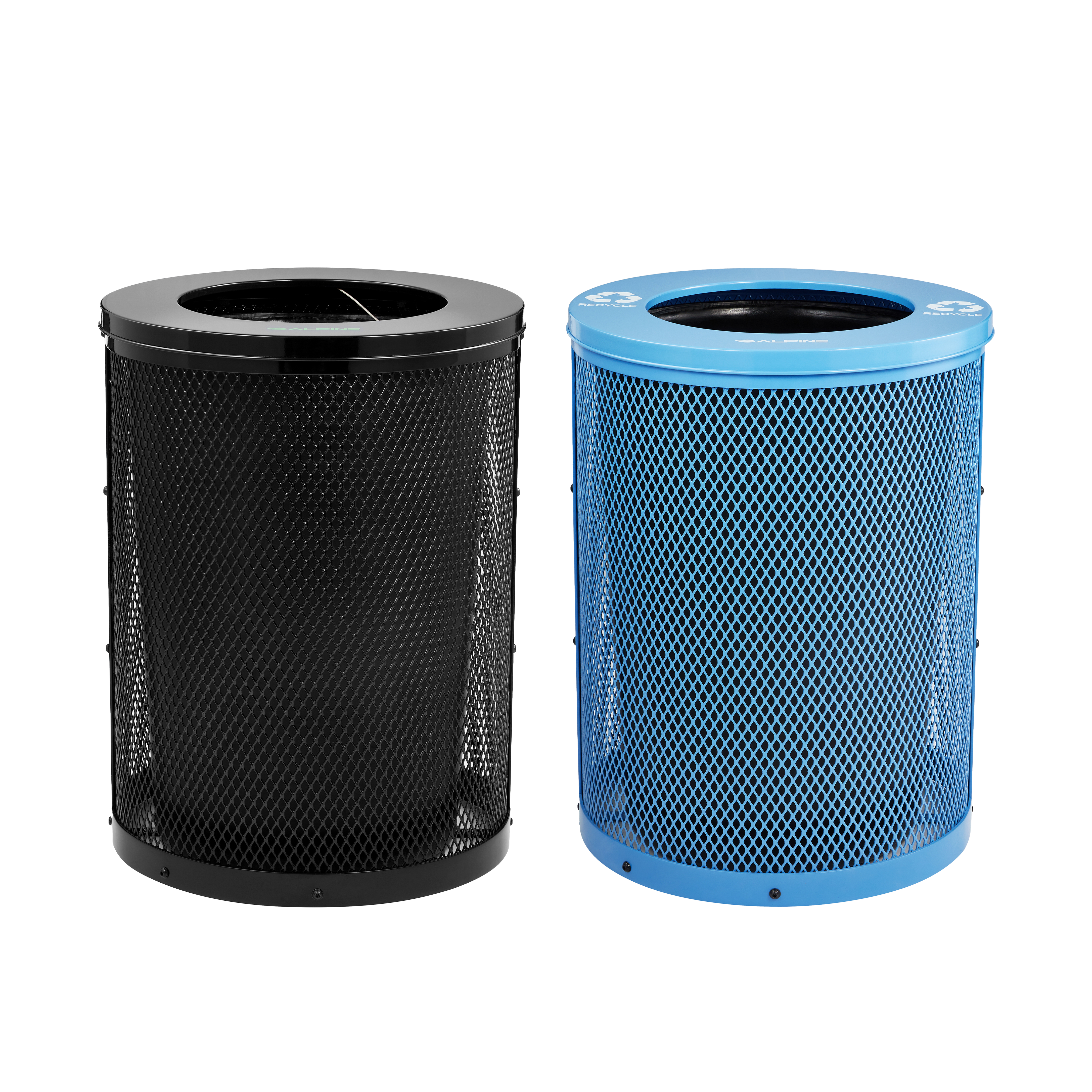 Alpine Industries Outdoor Diamond Steel Trash Can With Rain Bonnet Main image