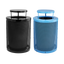 Black Round Diamond Steel Trash Can with Black Rain Bonnet and Blue Diamond Steel Trash Can with Blue Rain Bonnet and 2 Liners