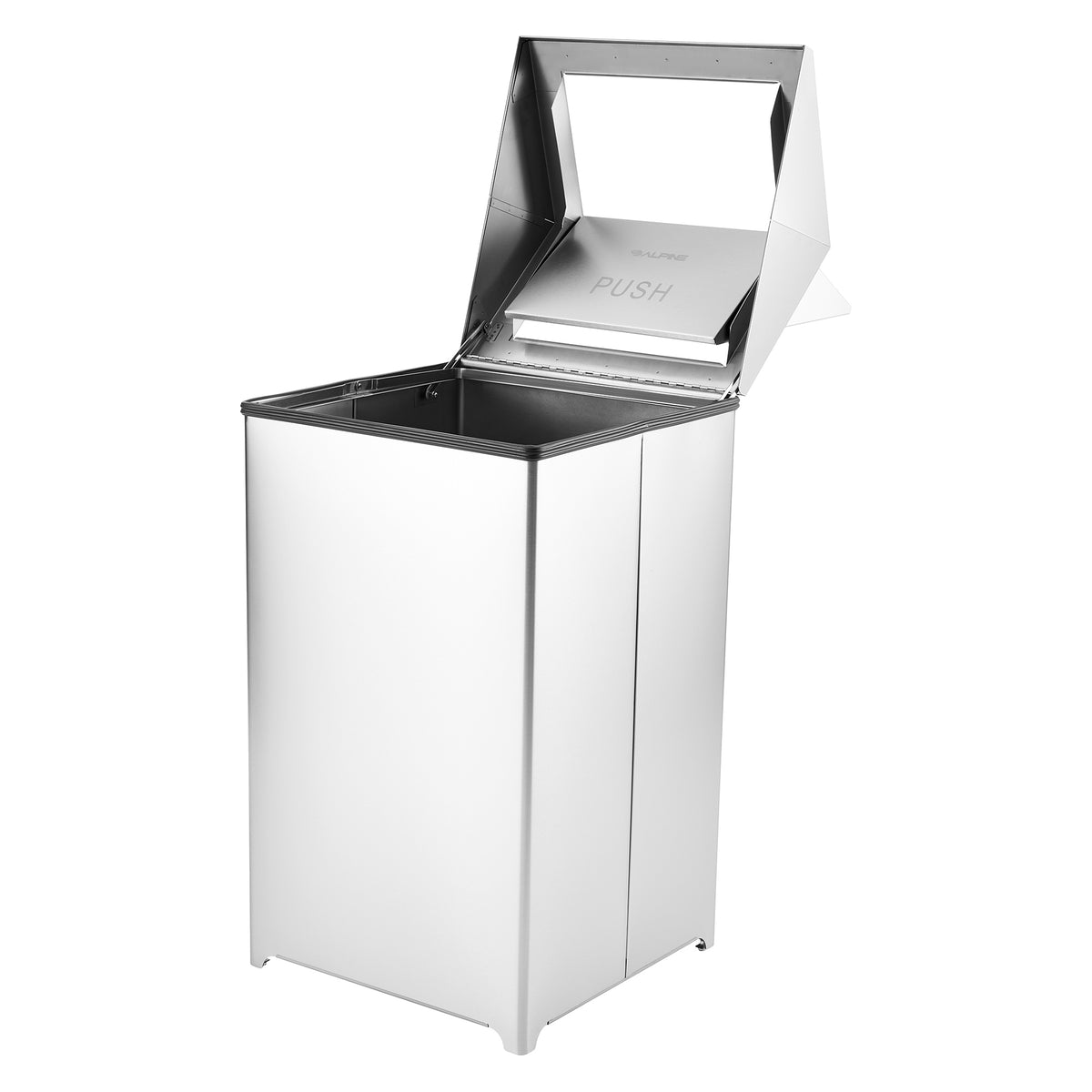 Alpine Industries 40 Gallon Stainless Steel Indoor Trash Can with Swing Lid, 40 Gallon, Stainless Steel