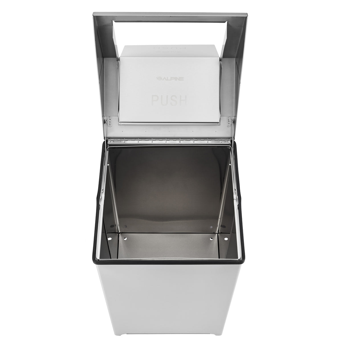 Alpine Industries 40 Gallon Stainless Steel Indoor Trash Can with Swing Lid, 40 Gallon, Stainless Steel