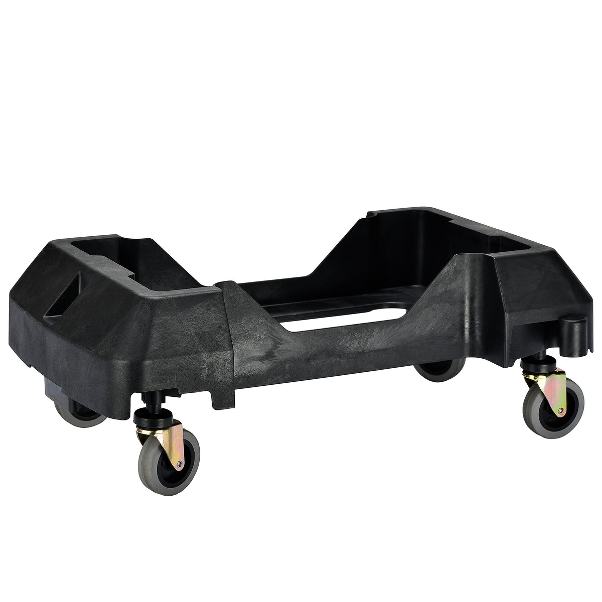 Alpine Industries Heavy-Duty Interlocking Rectangular 23 Gallon Trash Can Dolly with Swivel Wheels, Black