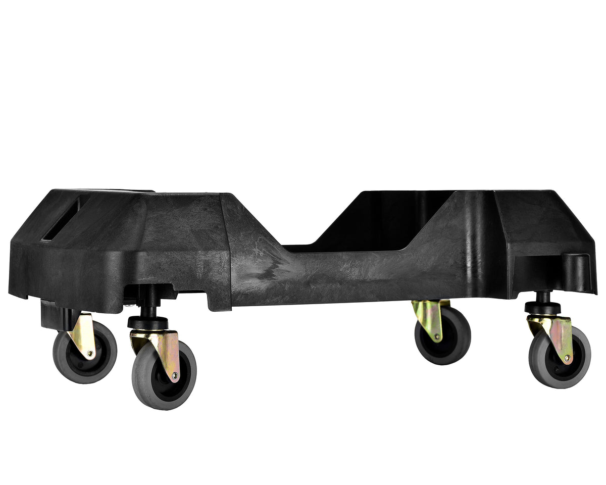 Alpine Industries Heavy-Duty Interlocking Rectangular 23 Gallon Trash Can Dolly with Swivel Wheels, Black