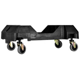 Alpine Industries Heavy-Duty Interlocking Rectangular 23 Gallon Trash Can Dolly with Swivel Wheels, Black