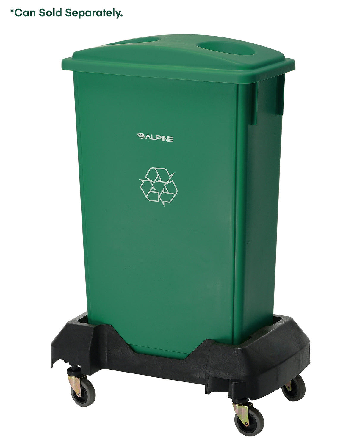 Alpine Industries Heavy-Duty Interlocking Rectangular 23 Gallon Trash Can Dolly with Swivel Wheels, Black