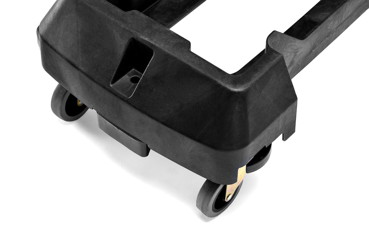 Alpine Industries Heavy-Duty Interlocking Rectangular 23 Gallon Trash Can Dolly with Swivel Wheels, Black