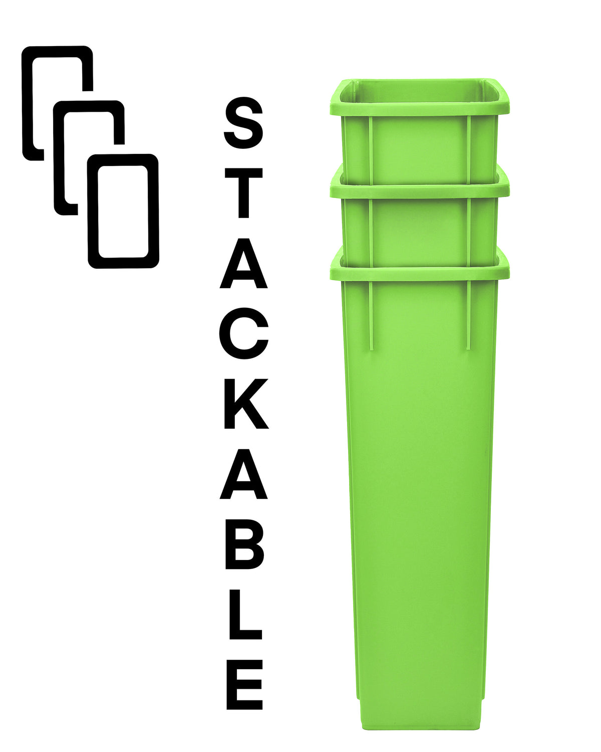 23 Gallon Slim Recyling/Trash Can, Lime Green, 3 PACK